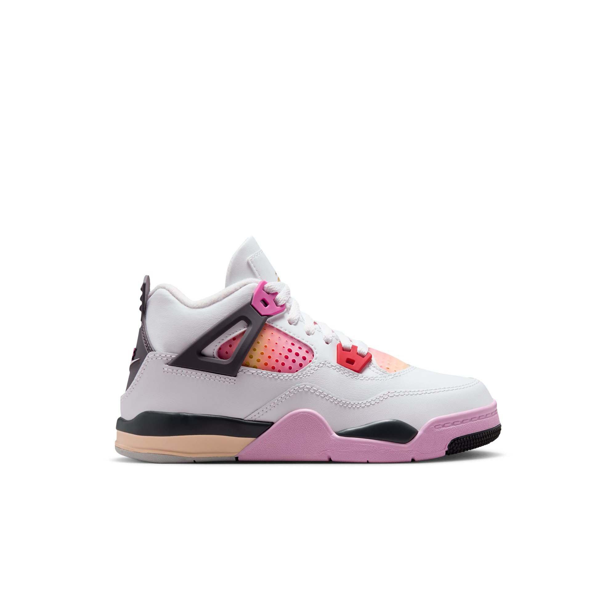 Jordan 4 Retro "Comic" Preschool Kids' Shoe - OFF WHITE/FIRE PINK/ANTHRACITE